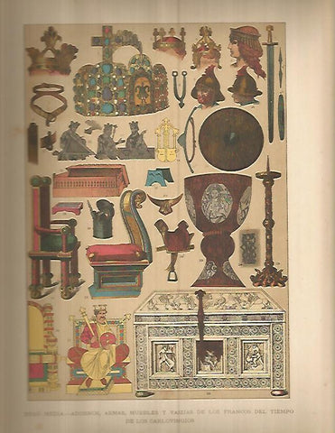 LAMINA 9717: Adornos armas y muebles de los carlovingios