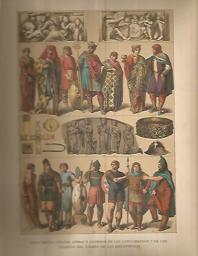 LAMINA 9719: Trajes armas y adornos de los longobardos y francos