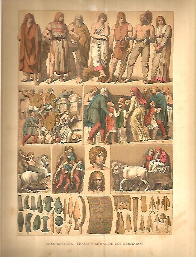 LAMINA 9726: Trajes y armas de los germanos
