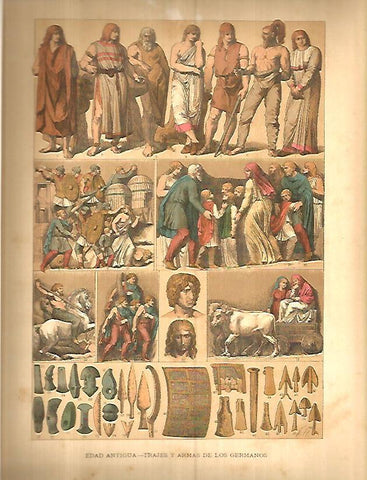 LAMINA 9726: Trajes y armas de los germanos