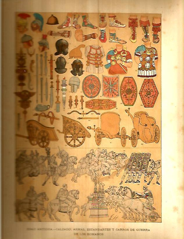 LAMINA 9727: Calzado armas y carros de guerra de los romanos