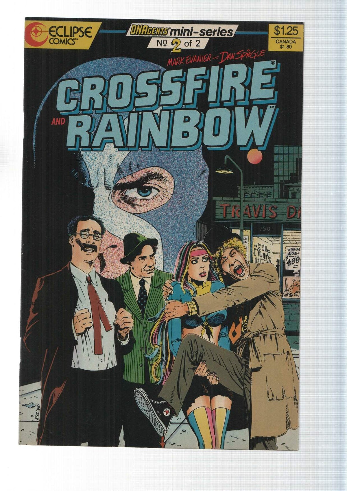 Eclipse: Crossfire and Rainbow num 2 - Night in west Hollywood, DNAGents mini-series. By Mark Evanier and Dan Spiegle