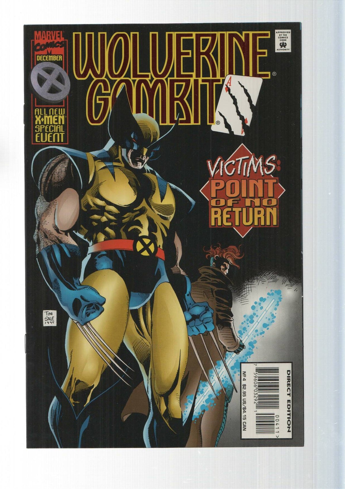 Marvel: Wolverine and Gambit num 4, vol. 1 - Victims, point of no return. El titulo es de color rojo metalizado