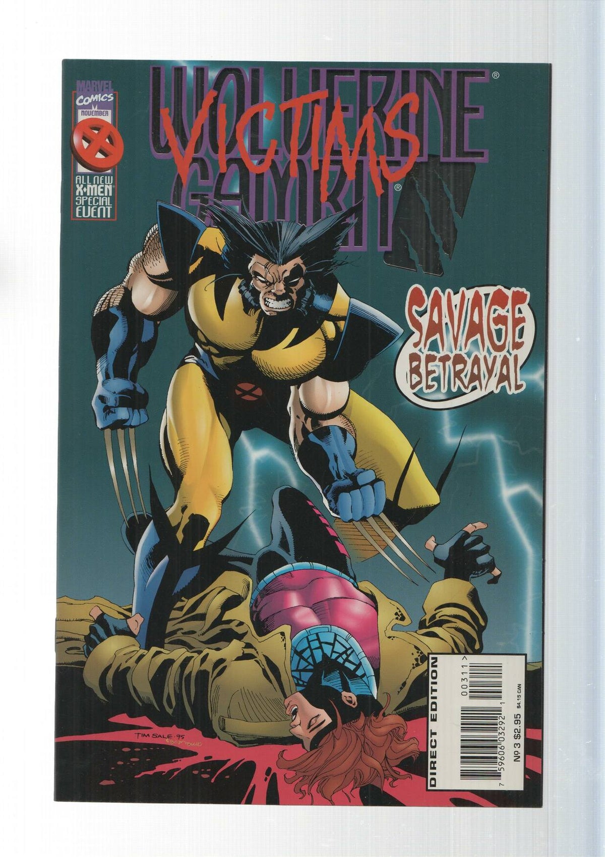 Marvel: Wolverine and Gambit num 4, vol. 3 - Victims part 3, no way out. El titulo es de color gris metalizado
