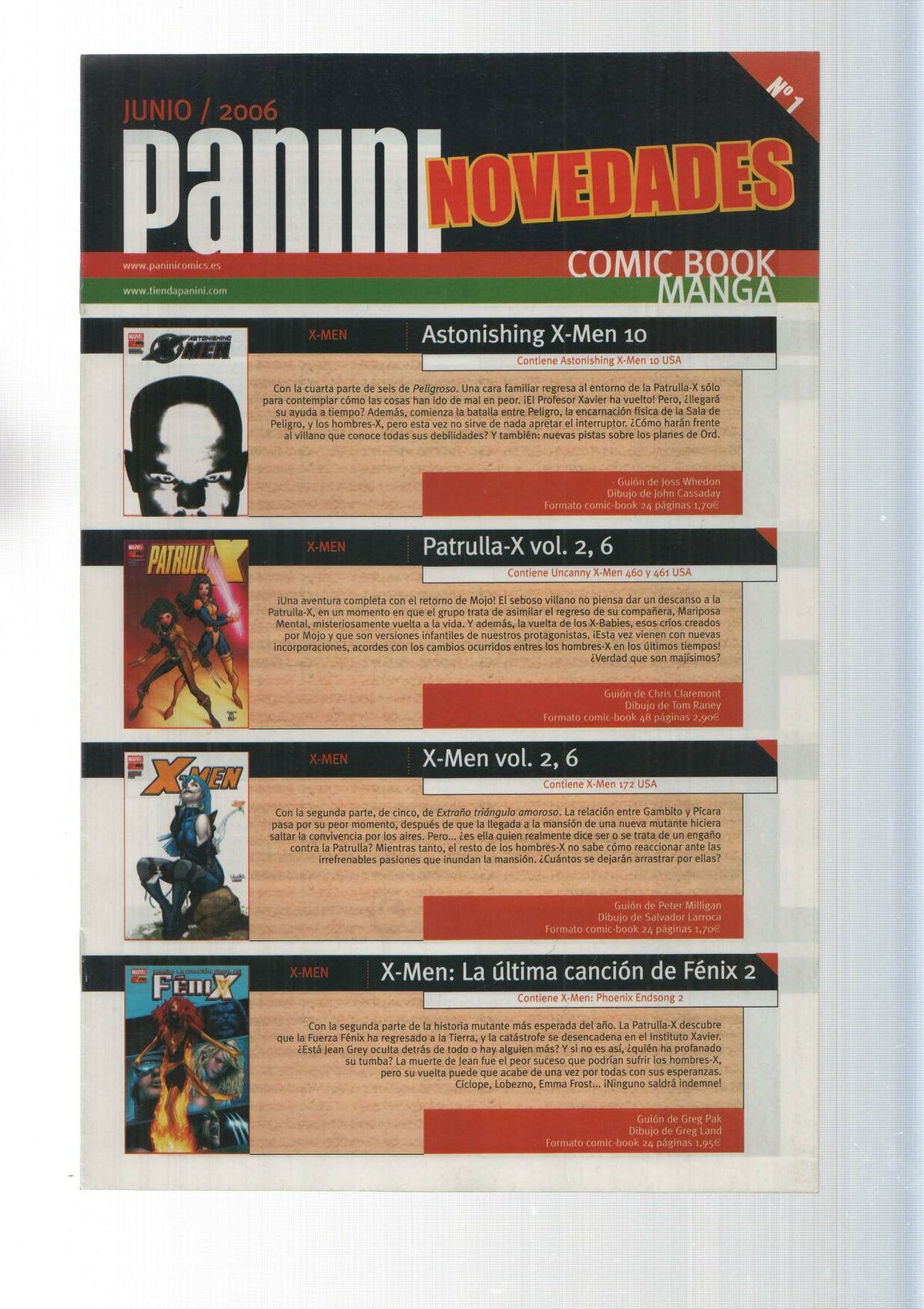 Panini comics: Panini Novedades num 1,  junio 2006, Comic Book Manga.