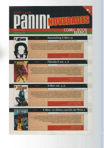 Panini comics: Panini Novedades num 1,  junio 2006, Comic Book Manga.