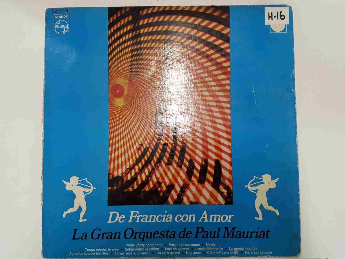 LP: De Francia con Amor, La Gran Orquesta de Paul Mauriat. Mal estado tanto cubierta exterior como interior.