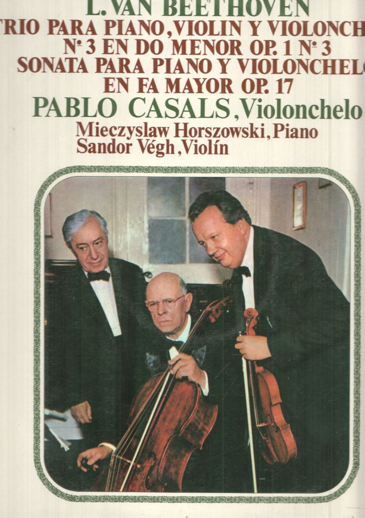 LP: Beethoven - Trio num 3 para piano, violin y violonchelo en do menor Op. 1 num 3