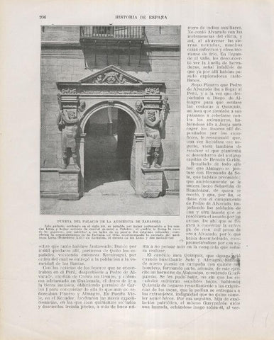 Historia de España lamina 142: Puerta del palacio de la audiencia de zaragoza