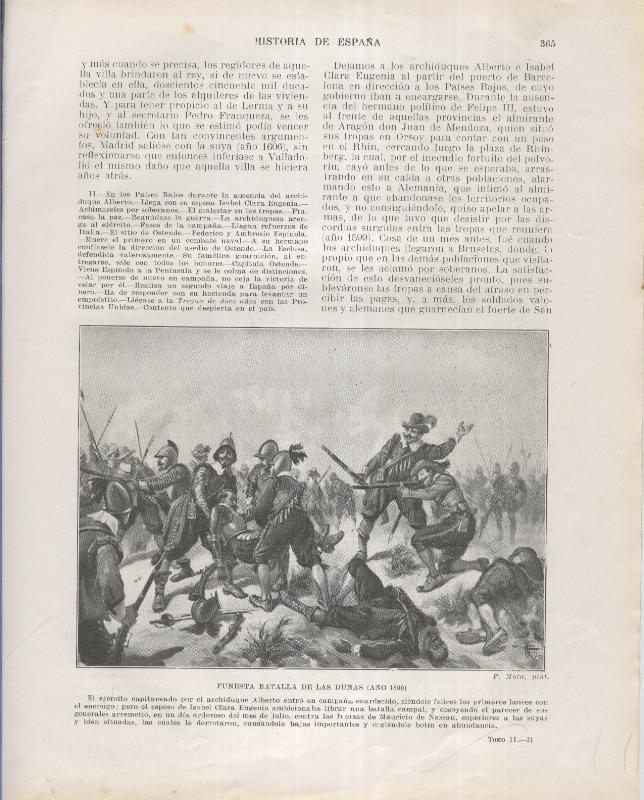 Historia de España lamina 212: Batalla de las Dunas (1600)