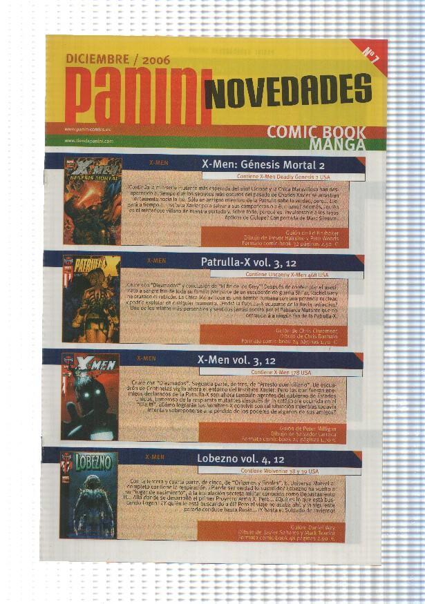 Panini catalogo, novedades num 7, Diciembre 2006. Comic Book Manga