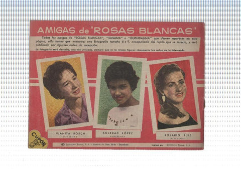 Rosas Blancas numero 052: Aprobada en quimica (numerada 2 en trasera)