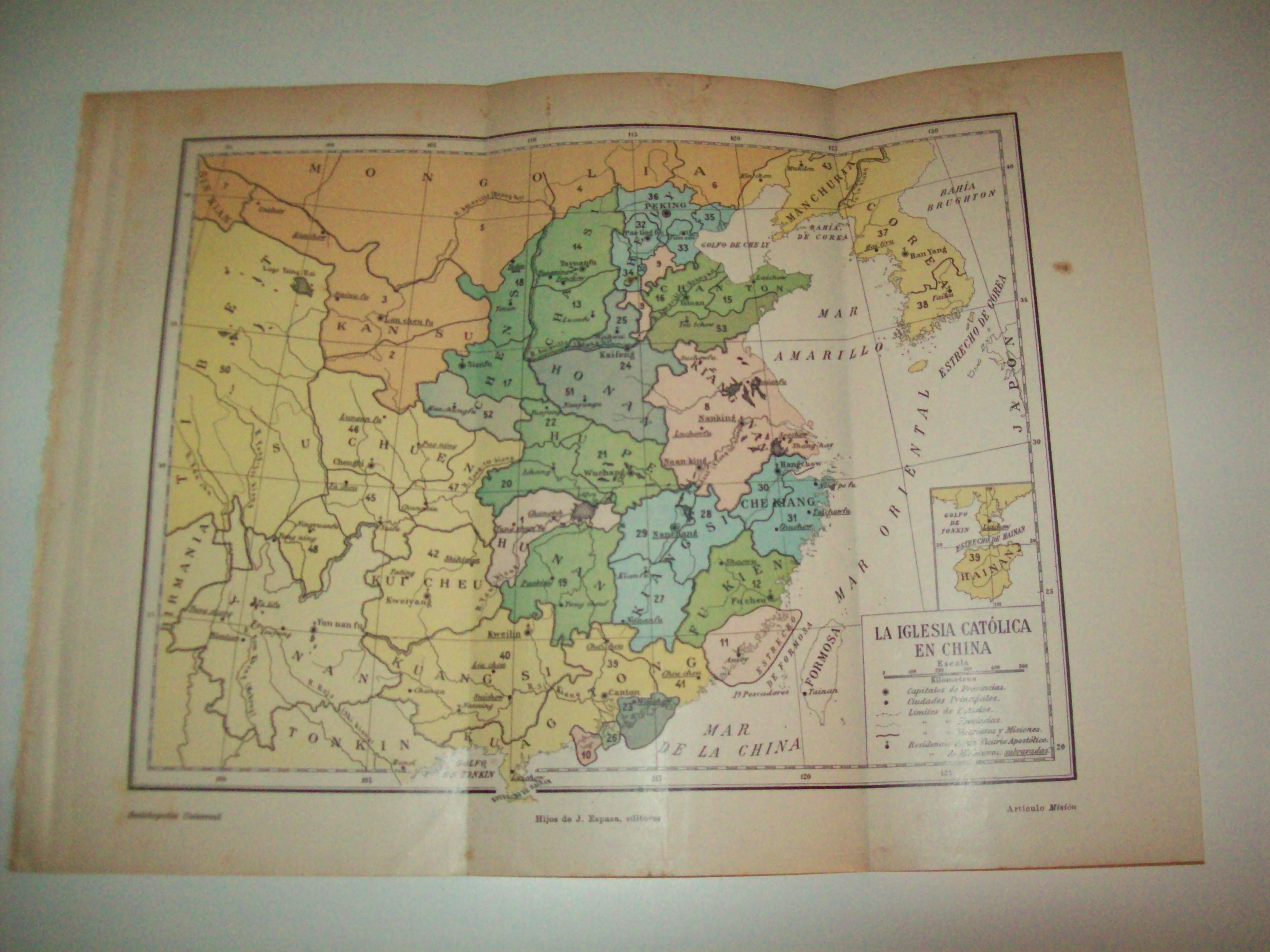 LAMINA ESPASA 5258: Mapa de la Iglesia Catolica en China