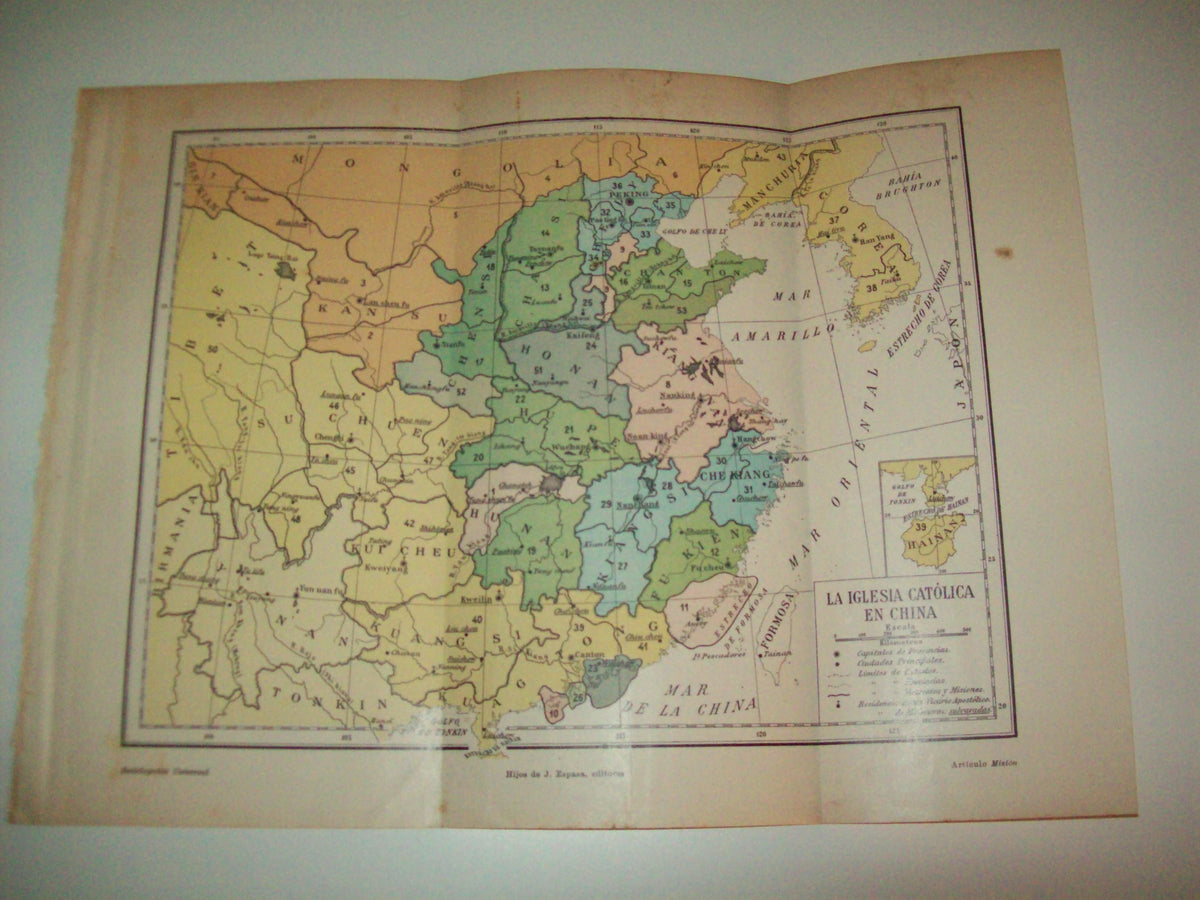 LAMINA ESPASA 5258: Mapa de la Iglesia Catolica en China