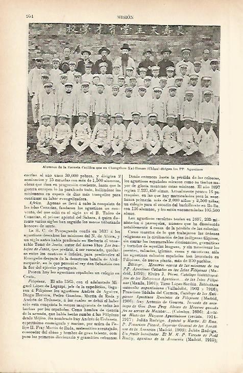 LAMINA ESPASA 5262: Alumnos de la Escuela Catolica en Chagshow-Kai-Hunan China