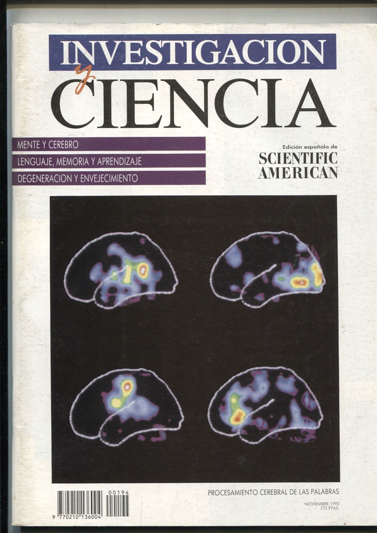 Investigacion y Ciencia numero 194: Cerebro de varon y cerebro de mujer