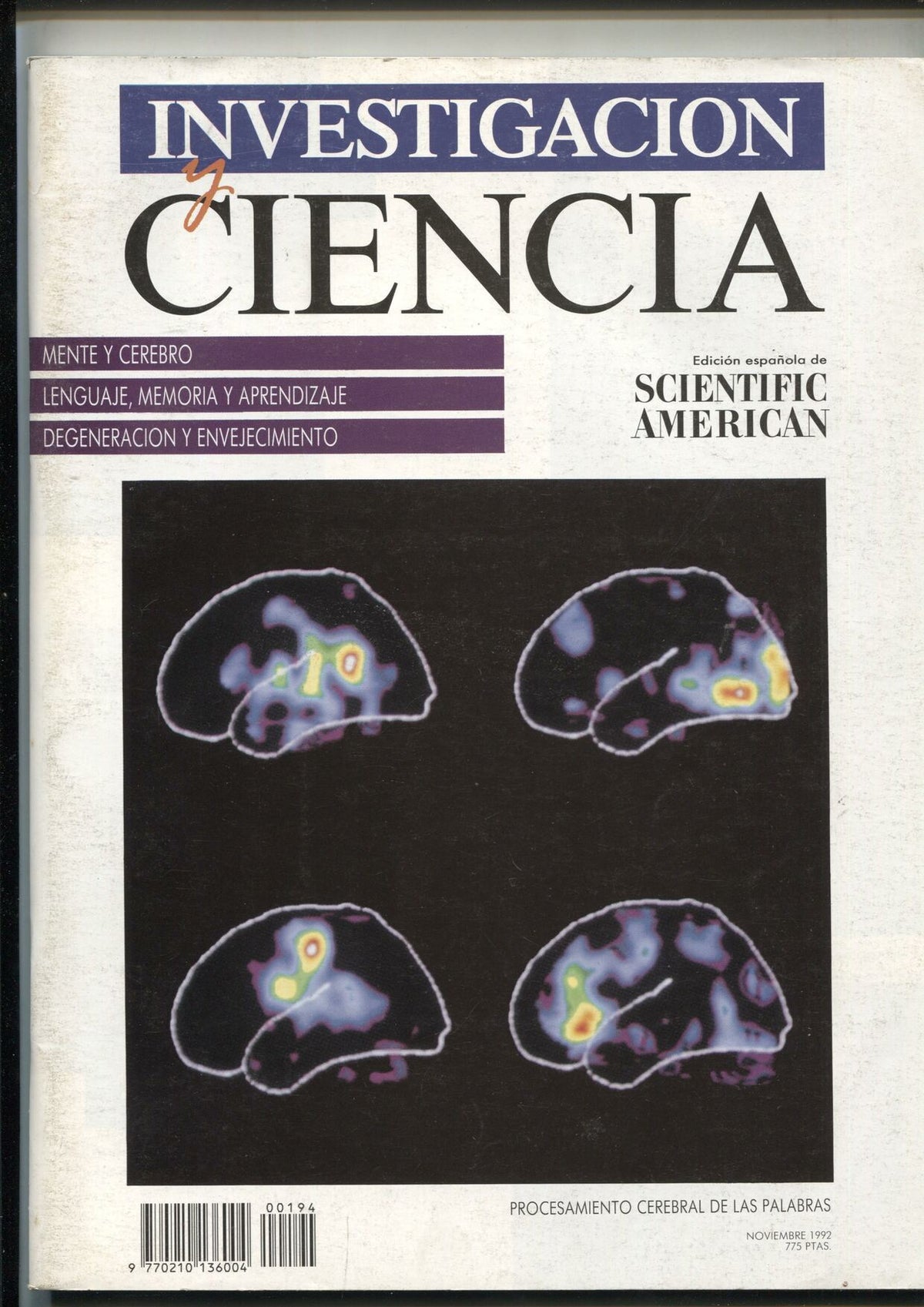 Investigacion y Ciencia numero 194: Cerebro de varon y cerebro de mujer