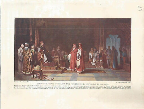 LAMINA 4552: Alfonso V haciendo entrega del Real Privilegio de la Universidad de Barcelona