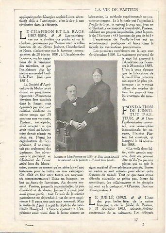 LAMINA 10025: Pasteur y su esposa en 1889