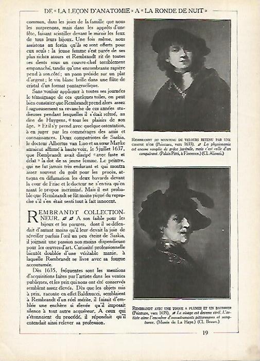 LAMINA 10058: Autorretratos de Rembrandt con sombrero