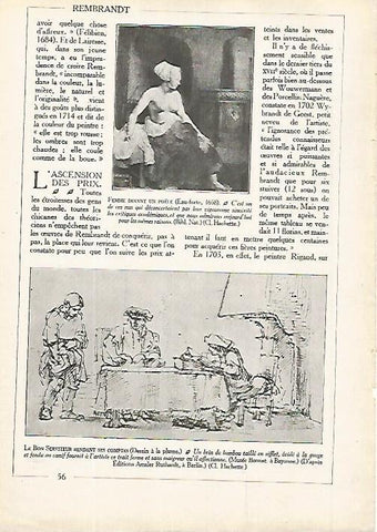 LAMINA 10076: Mujer delante de una sarten por Rembrandt