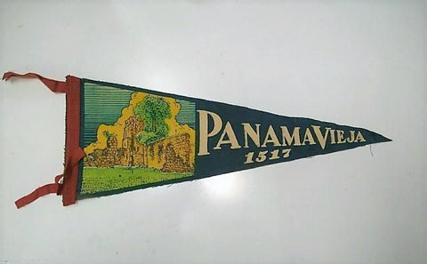 BANDERIN: PANAMA - Ilustracion de PANAMA VIEJO con fecha 1517.