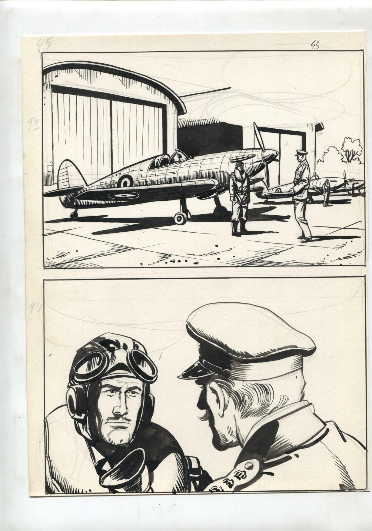 Dibujo Original: Tema Belico numerado 12 en trasera