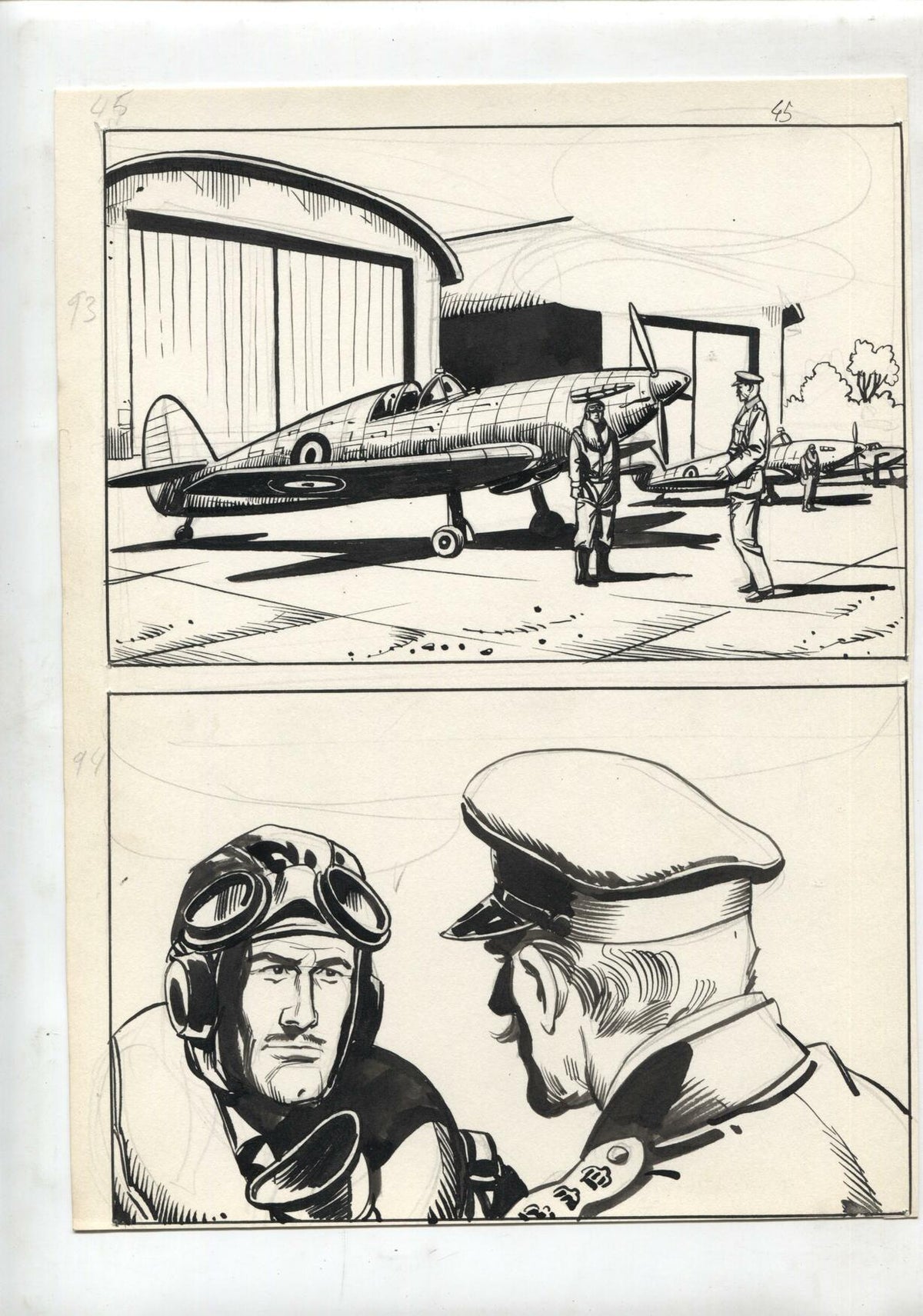 Dibujo Original: Tema Belico numerado 12 en trasera