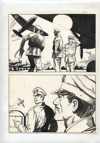 Dibujo Original: Tema Belico numerado 14 en trasera