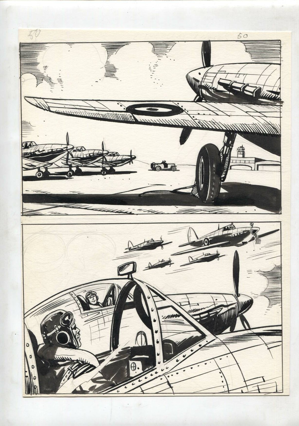 Dibujo Original: Tema Belico numerado 07 en trasera