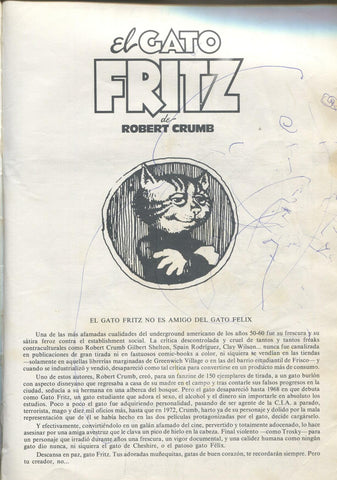 El Gato Fritz de Robert Crumb (ver detalles del apunte)