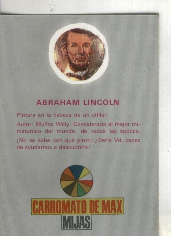 Postal 003712: Mijas: Carromato de Max: Primer museo mundial de Miniaturas: Abraham Lincoln