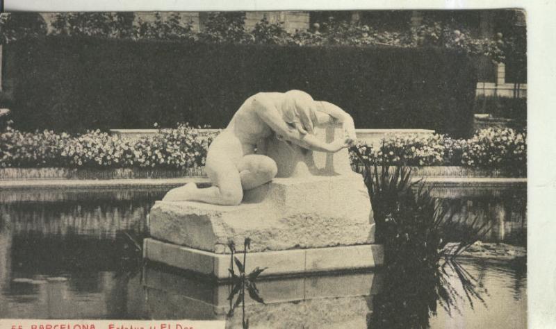 Postal 010550: Estatua de Llimona en el parque de la ciudadela de Barcelona
