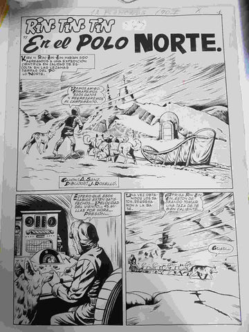 Dibujo original de J.Rosello : Rin Tin Tin: en el polo norte (pagina primera)