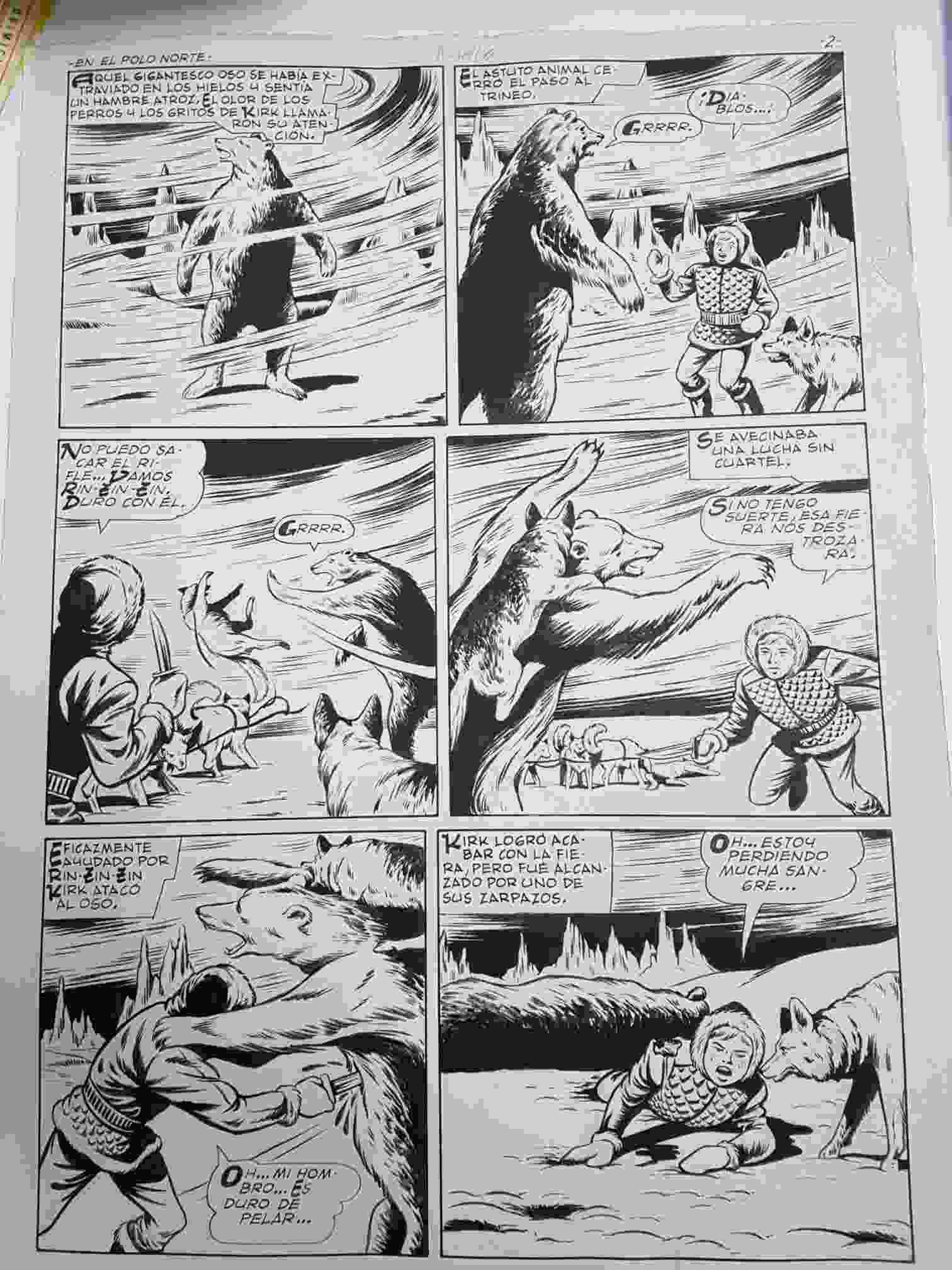 Dibujo original de J.Rosello : Rin Tin Tin: en el polo norte (pagina segunda)