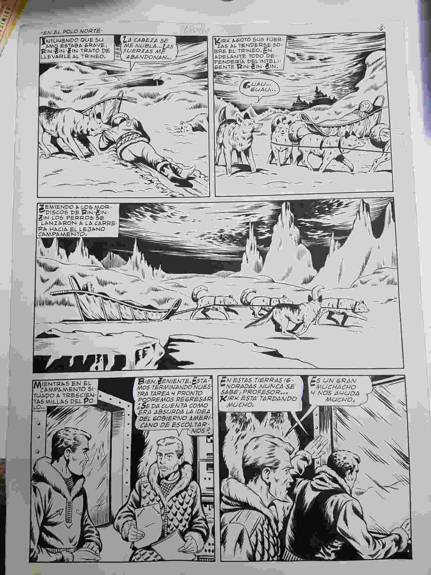 Dibujo original de J.Rosello : Rin Tin Tin: en el polo norte (pagina tercera)