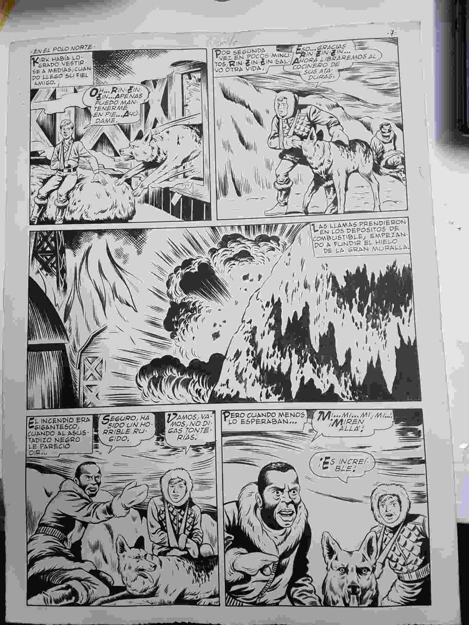 Dibujo original de J.Rosello : Rin Tin Tin: en el polo norte (pagina sextima)