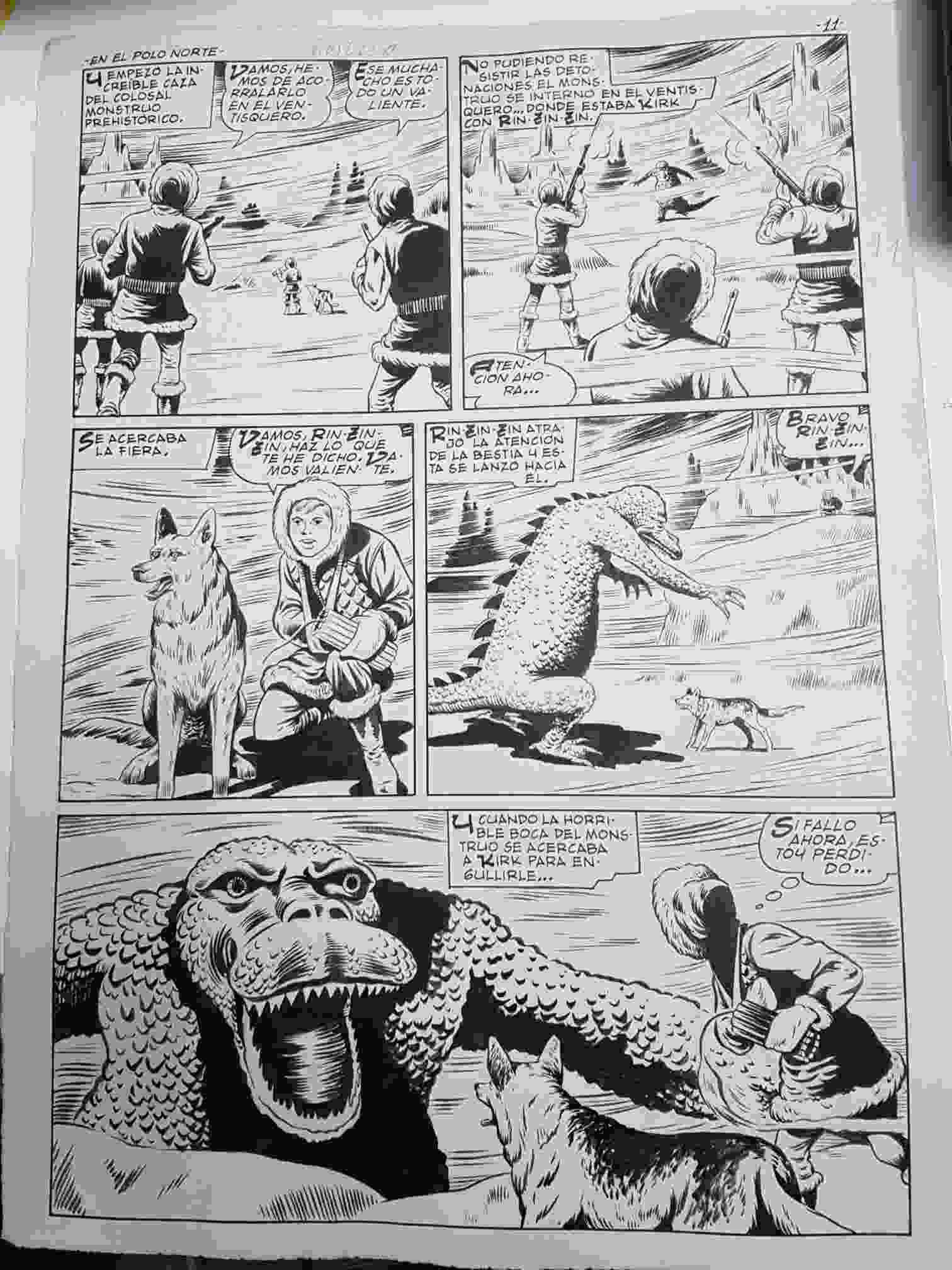 Dibujo original de J.Rosello : Rin Tin Tin: en el polo norte (pagina undecima)