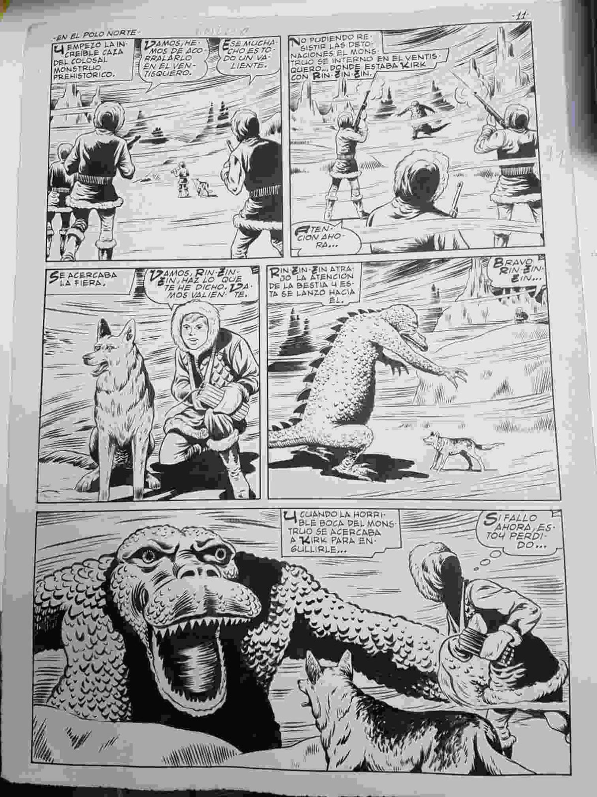 Dibujo original de J.Rosello : Rin Tin Tin: en el polo norte (pagina undecima)