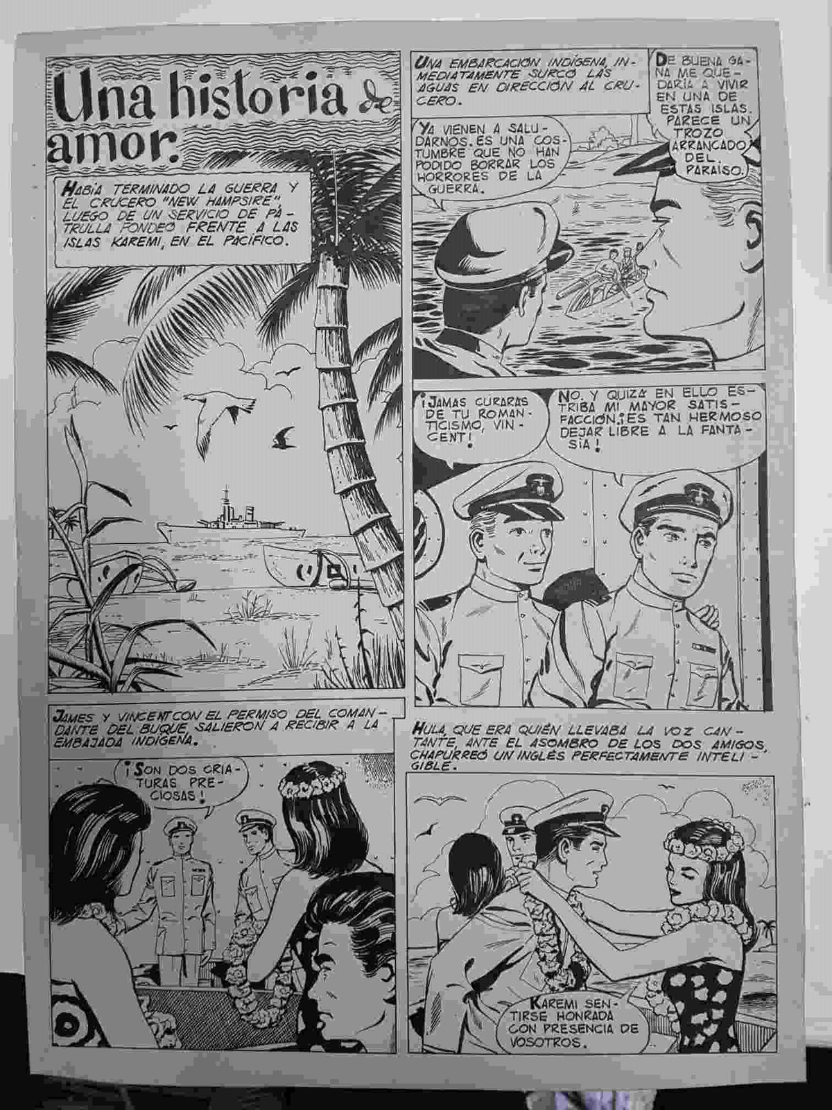 Dibujo original de: Una historia de amor (primera pagina y numerada 113 en trasera)