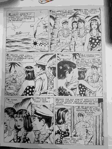 Dibujo original de: Una historia de amor (segunda pagina y numerada 114 en trasera)