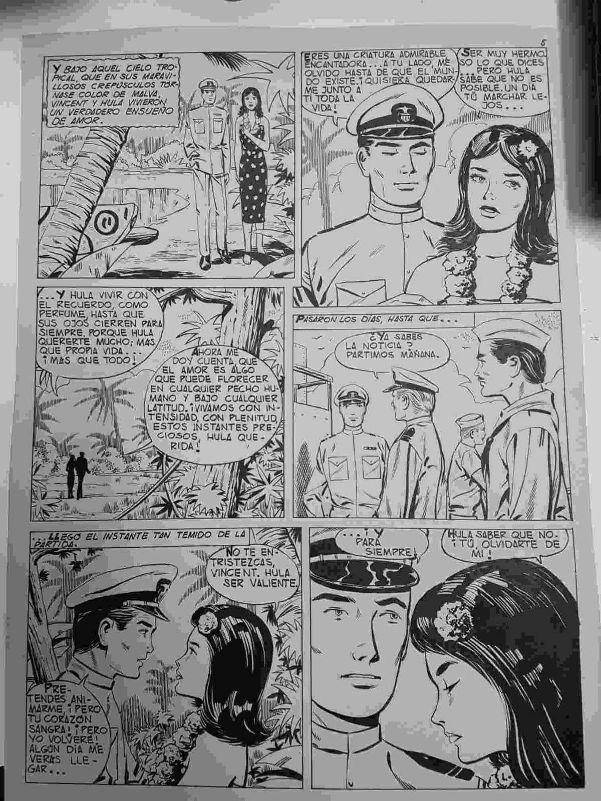 Dibujo original de: Una historia de amor (quinta pagina y numerada 117 en trasera)