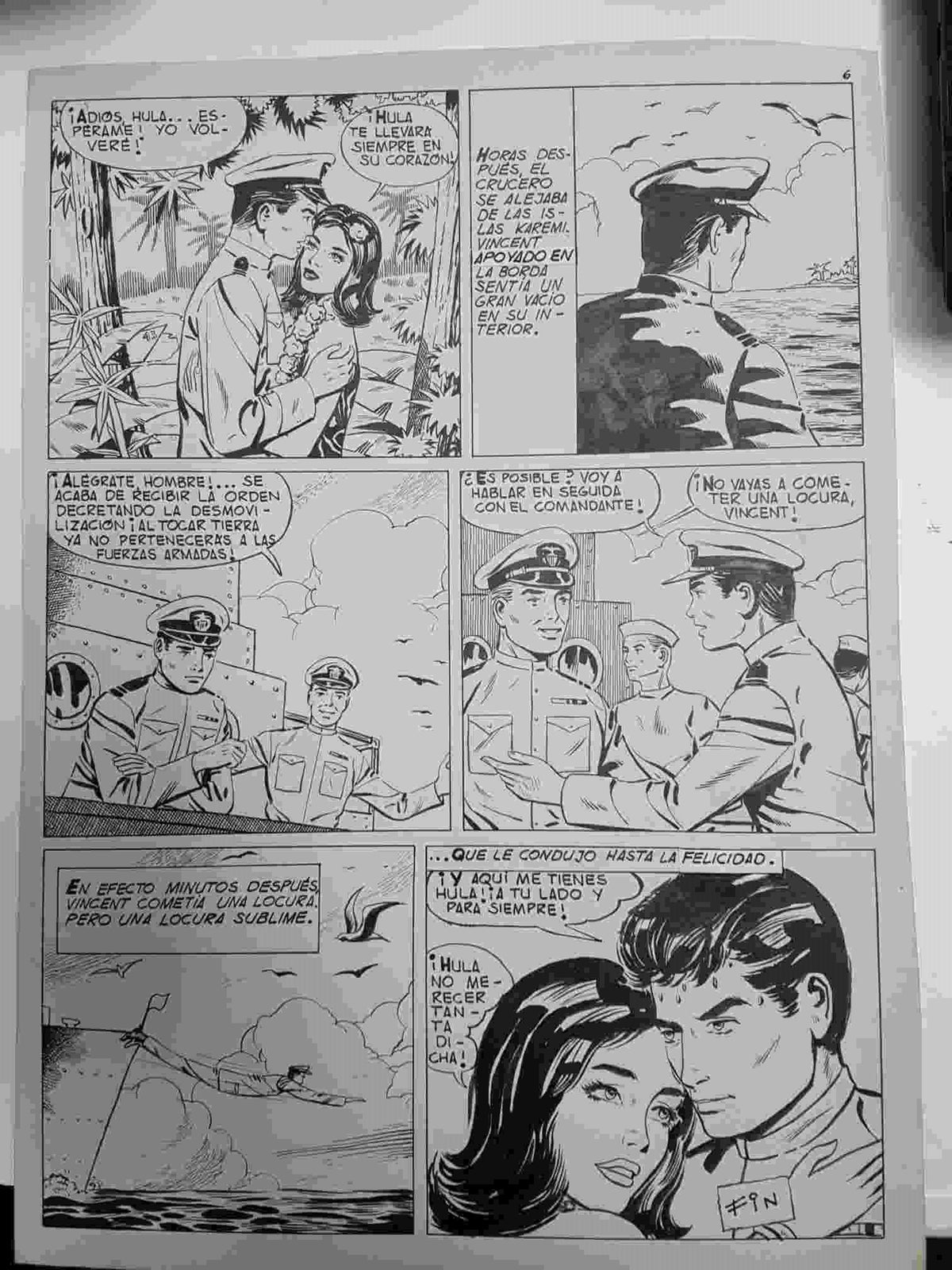 Dibujo original de: Una historia de amor (sexta pagina y numerada 118 en trasera)