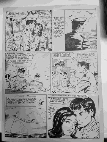 Dibujo original de: Una historia de amor (sexta pagina y numerada 118 en trasera)