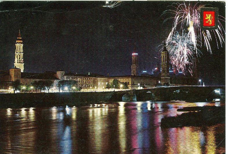 Postal 6240 : Ebro y El Pilar de noche, Zaragoza