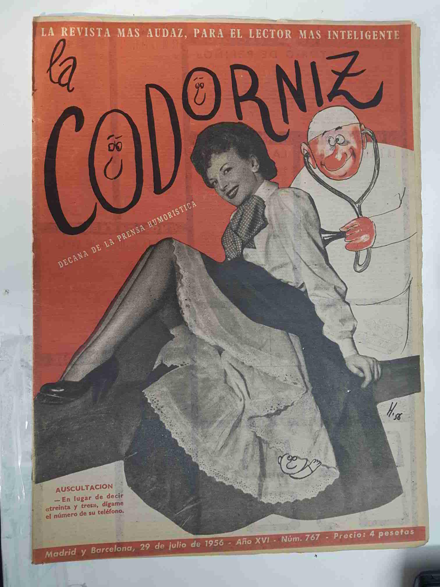 Revista: La Codorniz numero 0767, 29 de Julio de 1956 año XVI - Auscultacion