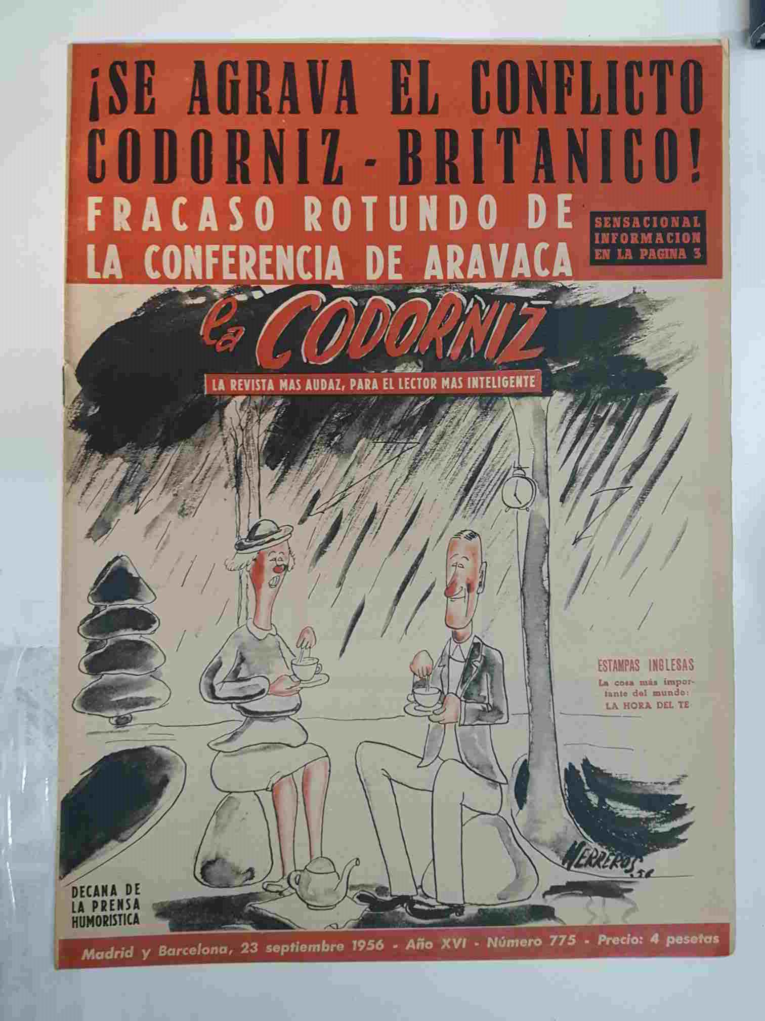 Revista: La Codorniz numero 0775, 23 de septiembre de 1956 año XVI - La hora del te