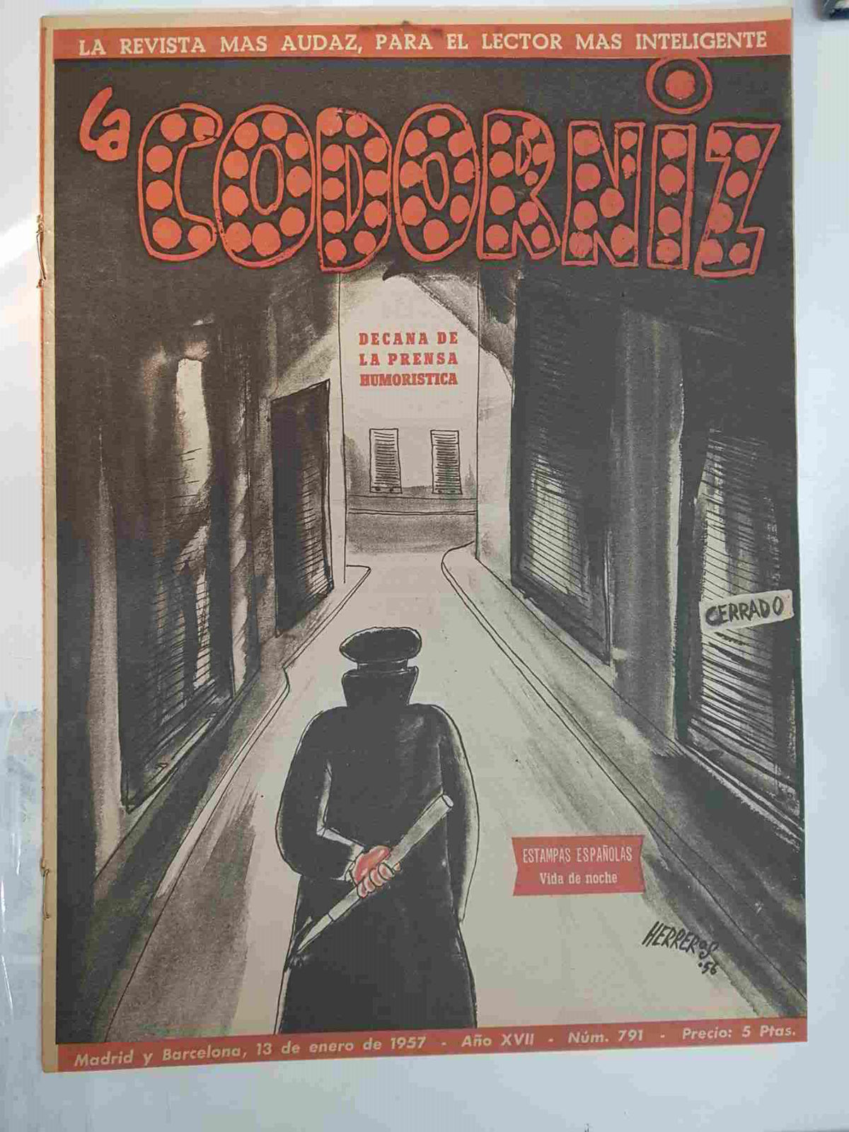 Revista: La Codorniz numero 0791, 13 de enero de 1957 año XVII - vida de noche