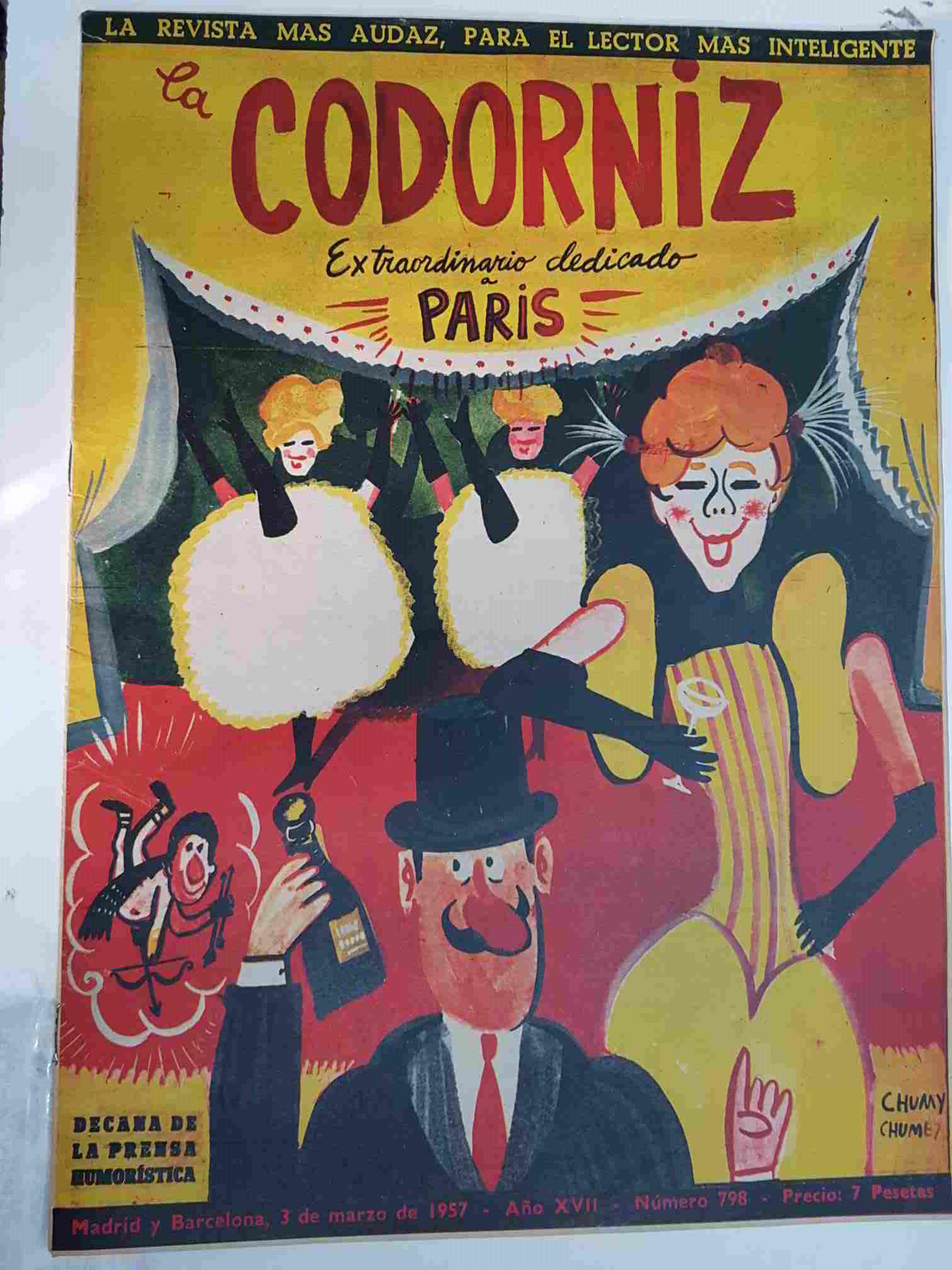Revista: La Codorniz numero 0798 extraordinario dedicado a Paris, 3 de marzo de 1957 año XVII 