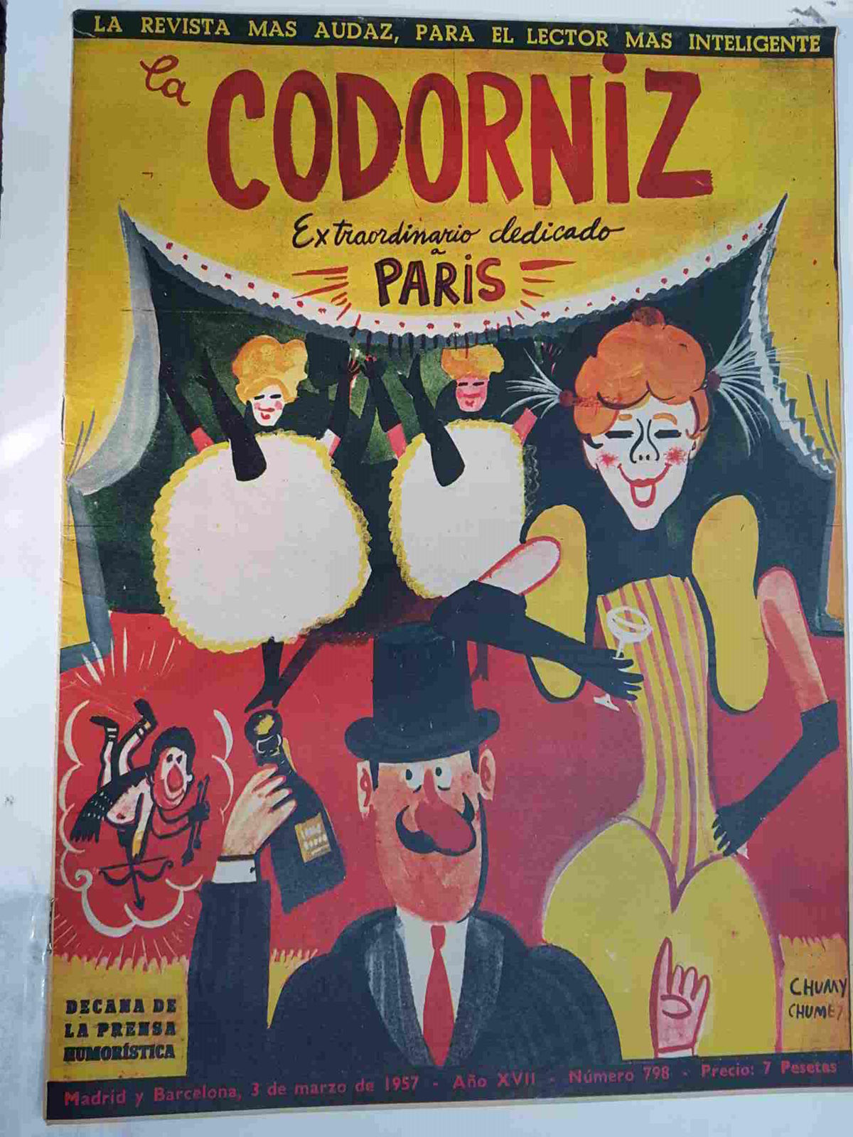 Revista: La Codorniz numero 0798 extraordinario dedicado a Paris, 3 de marzo de 1957 año XVII 